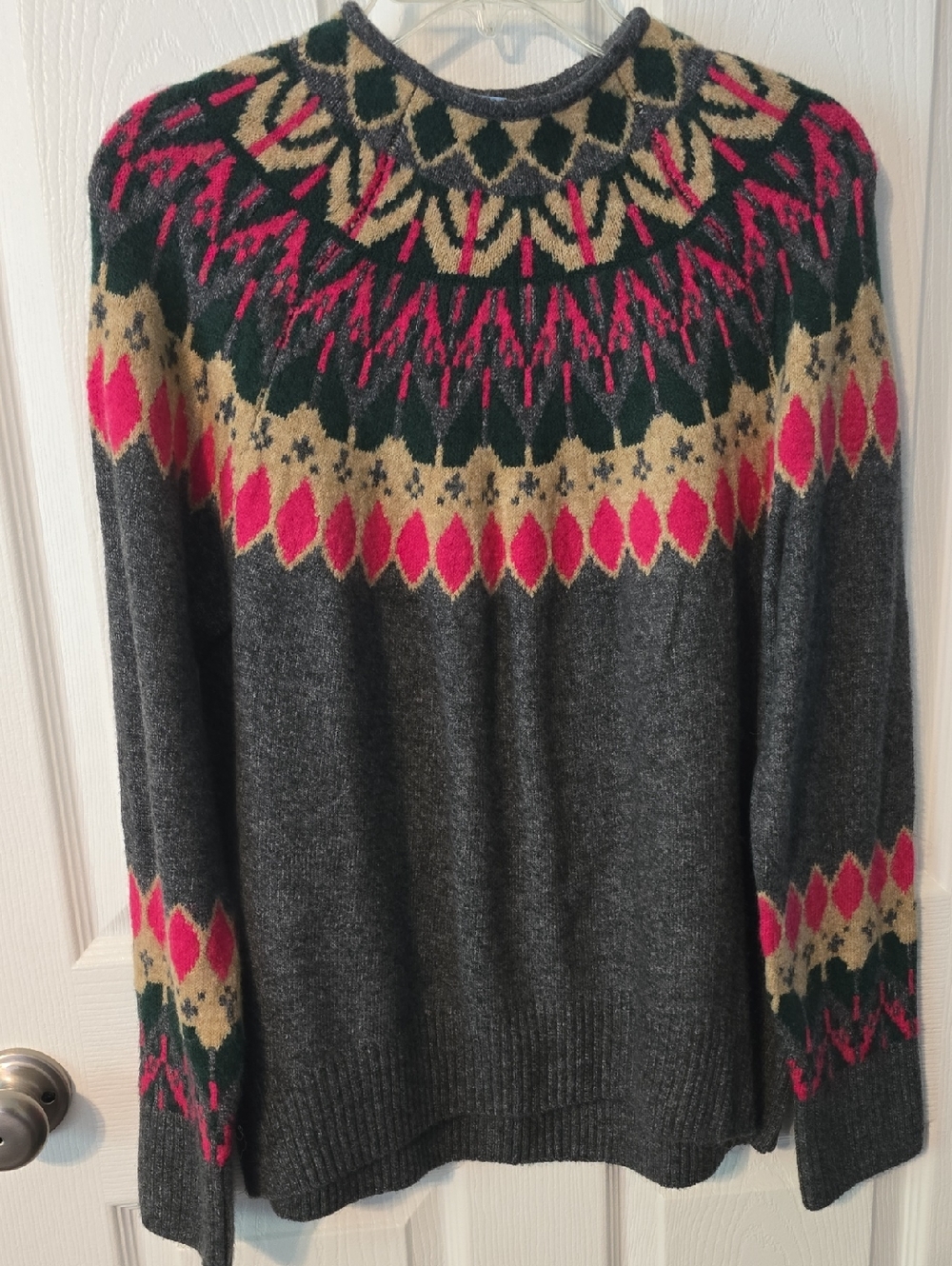 Womens CeCe Crewneck Sweater with Pink & Green Accents